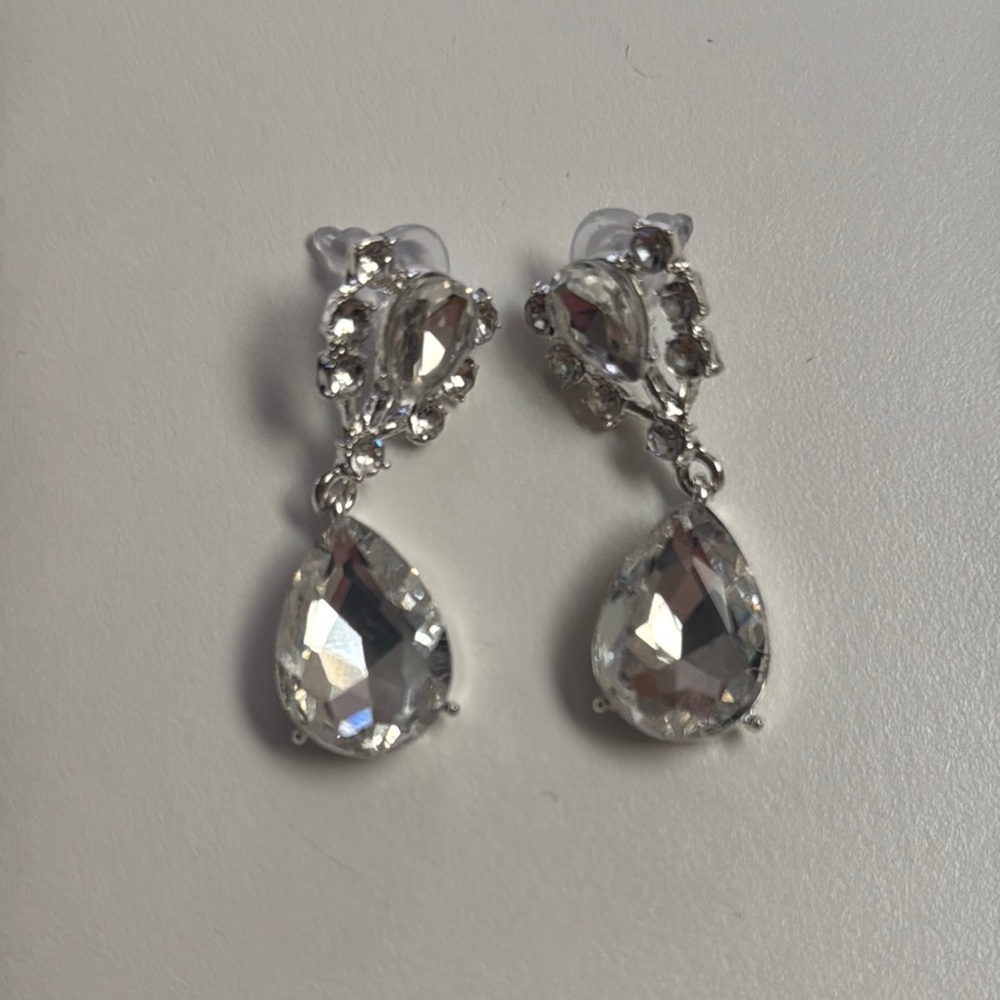 Elegant Costume Silver Drop Earrings